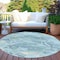 Homeroots 8' Blue And Teal Blue Round Abstract Washable Indoor Outdoor Area Rug 609836 - alternate 6