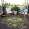 Homeroots 8' Olive Green Ivory And Brown Round Oriental Washable Indoor Outdoor Area Rug 600176 - alternate 7