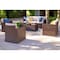 Homeroots Five Piece Outdoor Dark Brown Wicker Sofa Seating Group with Beige Cushions 558547 - alternate 1