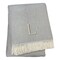 Homeroots 55" X 70" Gray White Herringbone Cotton Blend L Initial Throw Blanket with Tassels Embroidery 655535 - alternate 4