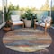 Homeroots 8' Orange Green And Gold Round Abstract Washable Indoor Outdoor Area Rug 612541 - alternate 8