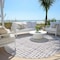 Homeroots 8' Lilac Purple And Ivory Round Striped Washable Indoor Outdoor Area Rug 583440 - alternate 9