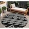 Homeroots 8' Black And Ivory Round Southwestern Washable Indoor Outdoor Area Rug 593650 - alternate 1