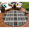 Homeroots 8' Black Gray And Brown Round Plaid Washable Indoor Outdoor Area Rug 597543 - alternate 1
