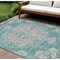 Homeroots 10' X 14' Teal Blue Floral Medallion Washable Indoor Outdoor Area Rug 607859 - alternate 1
