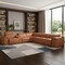 Homeroots Camel Italian Leather Power Reclining U Shaped Seven Piece Corner Sectional With Console 366353 - alternate 6