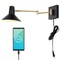 Jonathan Y Hygge 16" Swing Arm 1-Light Modern Midcentury Iron USB Charging Port LED Sconce, Black/Brass Gold JYL1302B - alternate 1
