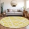 Homeroots 8' Yellow And Linen Round Geometric Washable Indoor Outdoor Area Rug 600500 - alternate 5