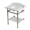 Kingston Brass 30-Inch Carrara Marble Console Sink with Brass Legs and Shelf, 8-Inch, 3-Hole LMS30MBSQB8 - alternate 1