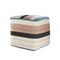 Homeroots 20in White Polyester Striped Indoor Outdoor Pouf Ottoman 517439 - alternate 1