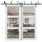 Sartodoors Sliding Closet 3 Lites Clear Glass Barn Bypass Doors, Lucia 2555 White Silk, Sturdy 6.6ft Rails Ha LUCIA2555BBB-WS-3696 - alternate 1