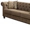 Homeroots 90" Brown Linen Chesterfield Sofa And Toss Pillows 490991 - alternate 5