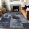Homeroots 9' X 12' Navy Blue Gray And Charcoal Geometric Washable Indoor Outdoor Area Rug 604334 - alternate 8