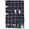 Homeroots Navy And White Stitched Square Pattern Cotton Throw Blanket 386608 - alternate 1