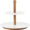 Gibson Home Gracious Dining 3 Piece 2 Tier Stoneware Server with Wooden Stand in White 136821.03R - alternate 1
