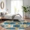 Homeroots 8' Teal Blue Gold And Silver Round Geometric Washable Indoor Outdoor Area Rug 618759 - alternate 6