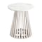 Homeroots 20" White and Natural Distressed Marble and Solid Wood Round Pedestal End Table 556551 - alternate 8