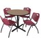 Regency Round Cain Breakroom Table W/ 4 M Stack Chairs, 42 in W, 42 in L, Noble Oak TB42RNDNO47BY - alternate 1