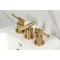 Kingston Brass Three-Handle Bidet Faucet with Knurled Handle and Brass Pop-Up, Brushed Brass KB6327KNL - alternate 5