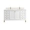James Martin Vanities Chicago 60 in Double Vanity, Glossy White, w/ Single Hole 3CM White Zeus Silestone Top & Backsplash 503-V60D-GW-1WZ - alternate 1