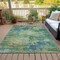 Homeroots 9' X 12' Teal Blue Beige And Denim Blue Abstract Washable Indoor Outdoor Area Rug 630751 - alternate 6