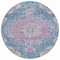 Homeroots 8' Blue Round Floral Medallion Washable Indoor Outdoor Area Rug 607844 - alternate 6