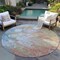 Homeroots 8' Copper Blue And Artichoke Green Round Abstract Washable Indoor Outdoor Area Rug 582166 - alternate 8