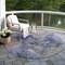 Homeroots 8' Navy Blue And Beige Round Abstract Washable Indoor Outdoor Area Rug 581757 - alternate 7