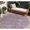 Homeroots 8' Purple And Gray Round Floral Washable Indoor Outdoor Area Rug 606208 - alternate 1