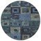 Homeroots 8' Blue Gray And Charcoal Round Geometric Washable Indoor Outdoor Area Rug 605021 - alternate 5
