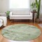 Homeroots 8' Olive Green And Ivory Round Abstract Washable Indoor Outdoor Area Rug 602733 - alternate 6