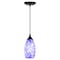 Vaxcel Milano Matte Black Mini Pendant Ceiling Light with Blue Swirl Art Glass P0384 - alternate 1