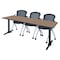 Regency Cain T-Base Training Seminar Table W/ 3 Cadence Stack Chairs, 84 in W, 24 in L, Noble Oak MTRCT8424NO23BK - alternate 1