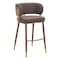 Homeroots 30" Brown Gold and Walnut Steel and Faux Leather Low Back Bar Height Bar Chair 564992 - alternate 9