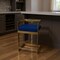 Homeroots 30" Blue and Gold Metal and Velvet Low Back Bar Height Bar Chair 555065 - alternate 5