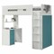Homeroots White And Teal Twin Loft Bed And Desk 318774 - alternate 1