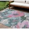 Homeroots 8' X 10' Teal Blue And Aqua Floral Washable Indoor Outdoor Area Rug 611099 - alternate 1