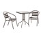 Flash Furniture Lila 23.5in Square Glass Top Metal Table with 2 Bronze Aluminum Slat Stack Chairs TLH-0731SQ-017CBZ2-GG - alternate 1