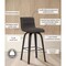 Armen Living Vienna 26" Swivel Counter Stool in Black Wood Finish with Gray Faux Leather LCVIBAGRBL26 - alternate 7