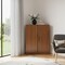 Homeroots Set Of Two Walnut Wood Corner Accent Cabinet With Two Doors 719686 - alternate 5