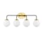 Jonathan Y Caleb 30.75" 4-Light Contemporary Transitional Iron/Glass LED Vanity Light, Brass Gold/Black JYL9554B - alternate 11