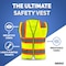 Neiko Safety Vest with Pockets, 3 Pocket, High Visibility Vest, Reflective Strips, Zipper Front XX-Small 53986A - alternate 6