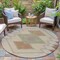 Homeroots 8' Brown Copper And Fern Green Round Geometric Washable Indoor Outdoor Area Rug 631899 - alternate 6