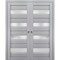 Sartodoors Sliding French Double Pocket Doors with Frosted Glass Grey 36x96 (2* 18x96) Solid Core VEREGIO7455DP-GRE-3696 - alternate 1