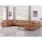 Homeroots Chestnut Italian Leather Power Reclining U Shaped Eight Piece Sectional With Console 634670 - alternate 9