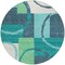 Homeroots 8' Teal Blue And Green Round Geometric Washable Indoor Outdoor Area Rug 612595 - alternate 7