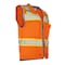 Dome75 Safety Vest, Polyester, Reinforced Front Zipper Closure Closure, HiVis Orange/HiVis Yellow Contrast OV6123 - alternate 7