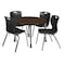 Regency Round Kee Mobile Adjustable Classroom Table W/ 4 Andy Chairs, 36 in W, 36 in L, Neo Walnut TB36RNDNWAPCGY40BK - alternate 1