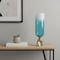 Homeroots 21" Blue White And Gold Ombre Glass And Aluminum Pedestal Table Vase 565457 - alternate 7