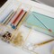 Martha Stewart Kerry Plastic Stackable Office Desk Drawer Organizers with Gold Trim, Various Sizes, Set of 8 BE-PB3371-G-8-CLRGLD-MS - alternate 8